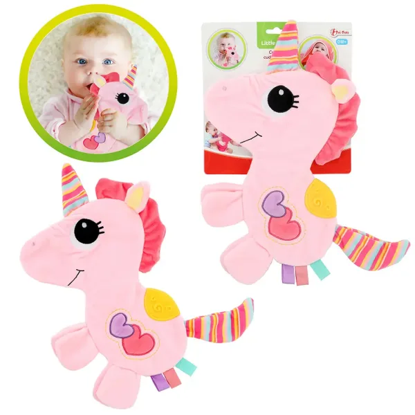 Little Stars: Jucărie de dentiție cu unicorn, batistă zornăitoare imaginea 1