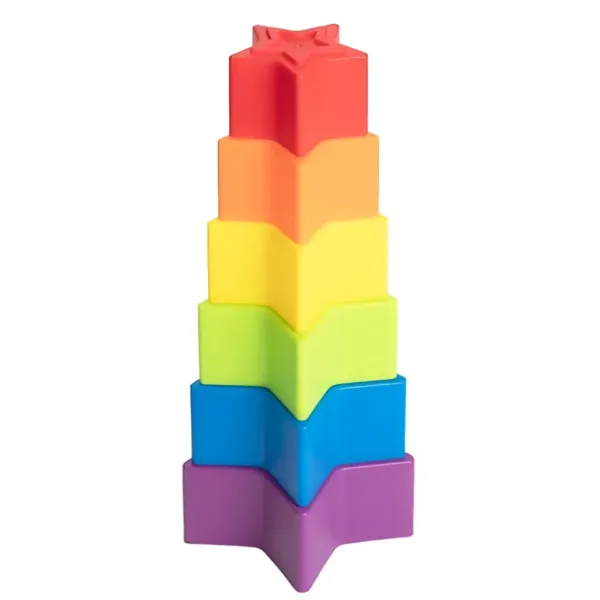 Little Stars: Jucărie pentru bebeluși de construit turnuri în formă de stea colorată imaginea 3
