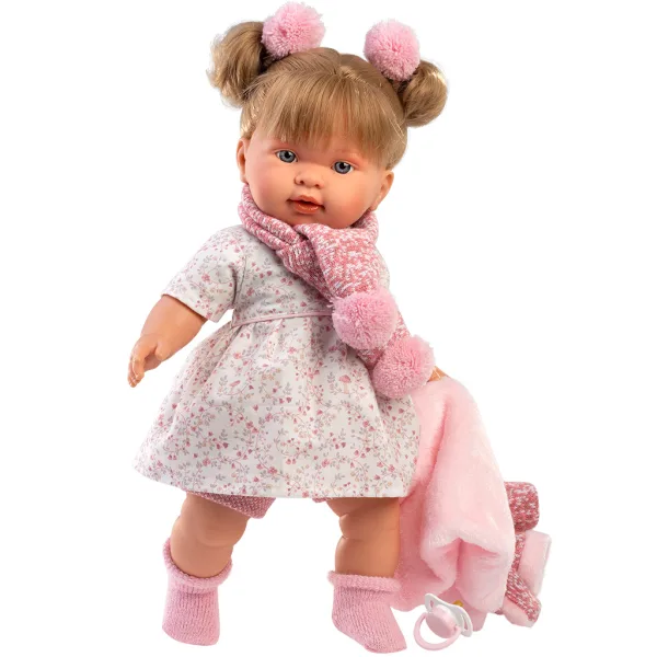 Llorens: Alexandra, păpușă de 42 cm care plânge, cu suzetă, îmbrăcată într-un palton roz. imaginea 3