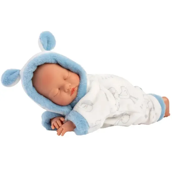 Llorens: Băiat bebeluș cu model de barză în pijama moale, 31cm imaginea 2