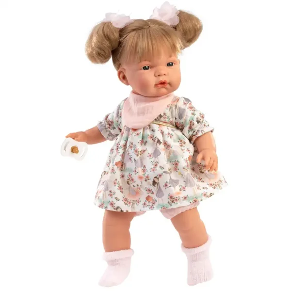 Llorens: Joelle, păpușă plângătoare de 38 cm cu suzetă în rochie de vară imaginea 2