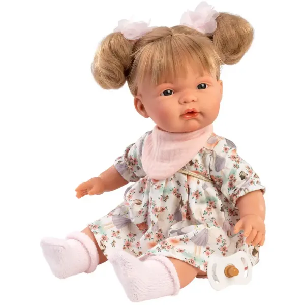Llorens: Joelle, păpușă plângătoare de 38 cm cu suzetă în rochie de vară imaginea 3