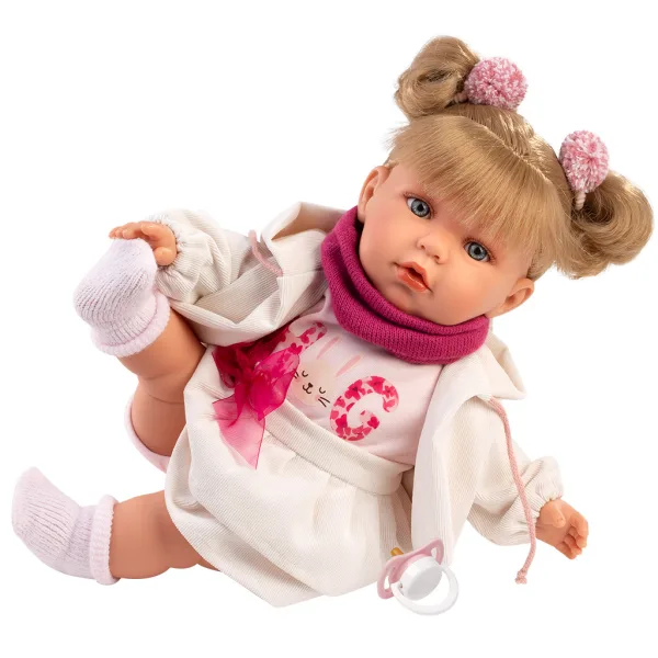 Llorens: Júlia, păpușă plângătoare de 42 cm, cu suzetă, în rochiță cu fundiță imaginea 3