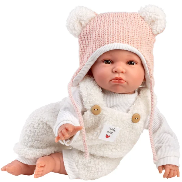 Llorens: Lara, păpușă plângătoare de 38 cm, cu căciuliță cu urechi de ursuleț imaginea 3
