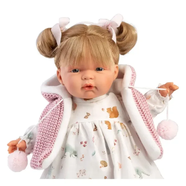 Llorens: Păpușă Joelle de 38 cm cu sunet, îmbrăcată în haine cu căprioare. imaginea 3
