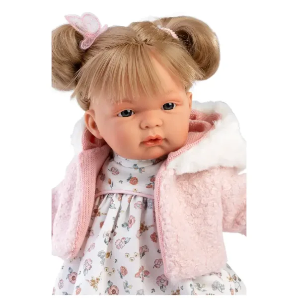Llorens: Păpușă Joelle de 38 cm cu sunet, îmbrăcată într-o rochie cu model floral. imaginea 3