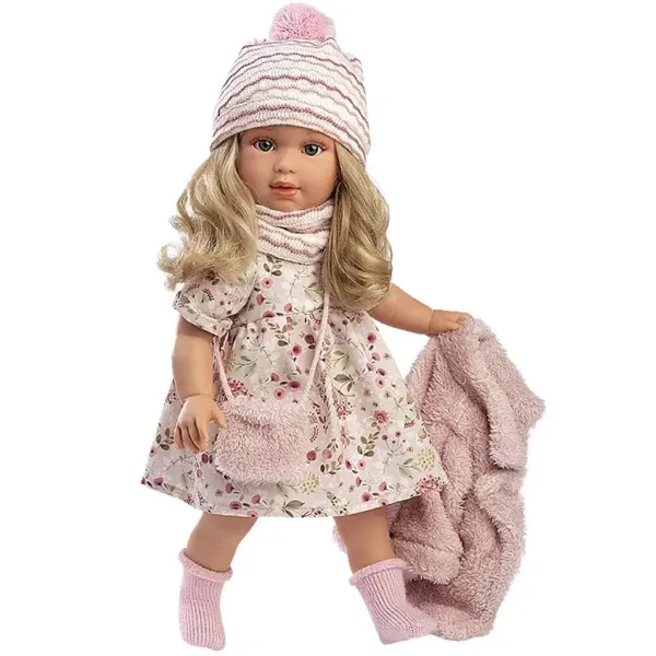 Llorens: Păpușa Lucia de 40 cm în rochie cu flori și poșetă imaginea 2