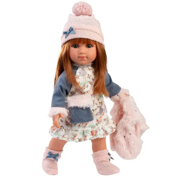 Llorens: Păpușă Nicole cu păr roșu de 35 cm, cu vestă roz imaginea 3