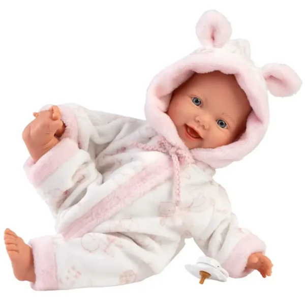 Llorens: Păpușă bebeluș fetiță în pijama moale cu model de barză 31cm imaginea 2