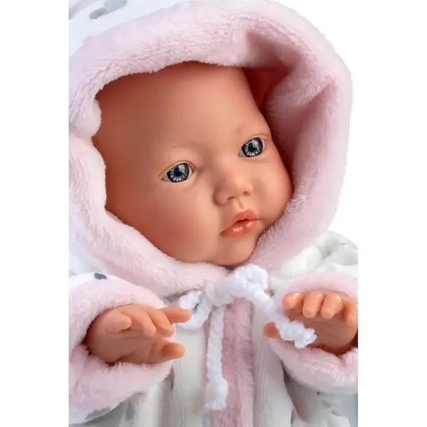 Llorens: Păpușă bebeluș fetiță în pijama moale cu urechi de iepuraș 31cm imaginea 3