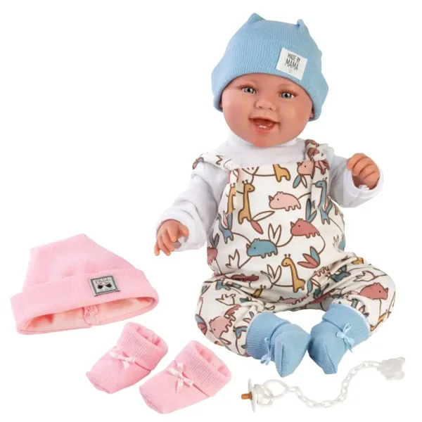 Llorens: Păpușă nou-născută Tala și Talo de 44 cm, 2 în 1, cu sunete, cu accesorii roz și albastre. imaginea 2