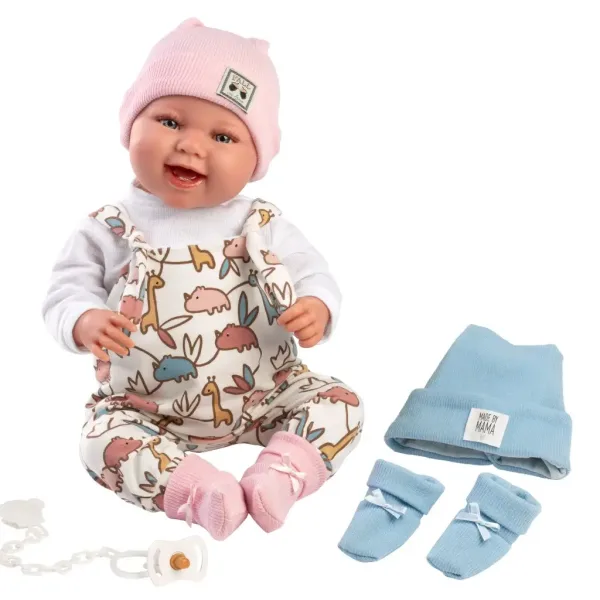 Llorens: Păpușă nou-născută Tala și Talo de 44 cm, 2 în 1, cu sunete, cu accesorii roz și albastre. imaginea 3