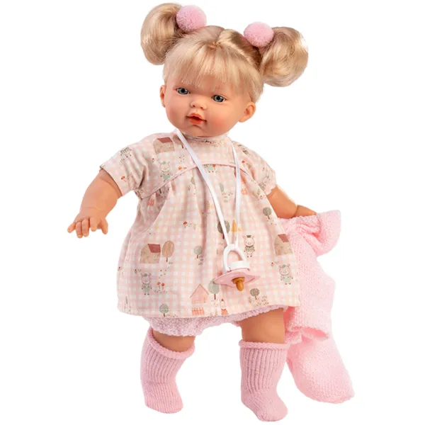 Llorens: Roberta, păpușă de 33 cm, cu suzetă, într-un cardigan roz. imaginea 2