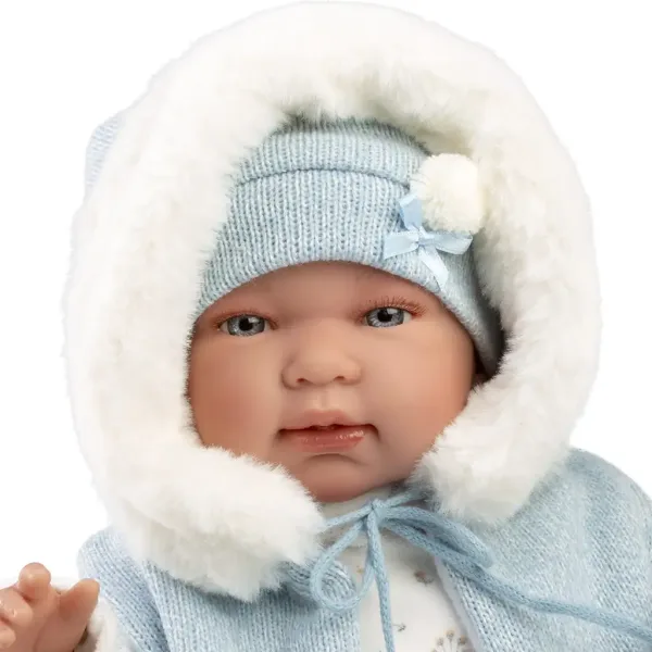 Llorens: Tino, bebeluș nou-născut de 44 cm cu suzetă și vestă cu glugă. imaginea 4