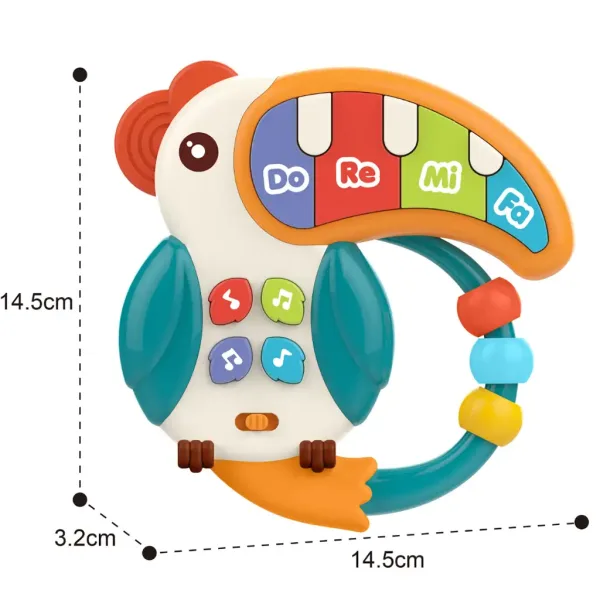 Lumea Muzicii: Tucan muzical cu pian 14cm imaginea 3