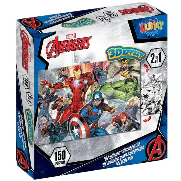 Luna: Avengers 2 în 1, puzzle 3D de colorat, 150 piese imaginea 1