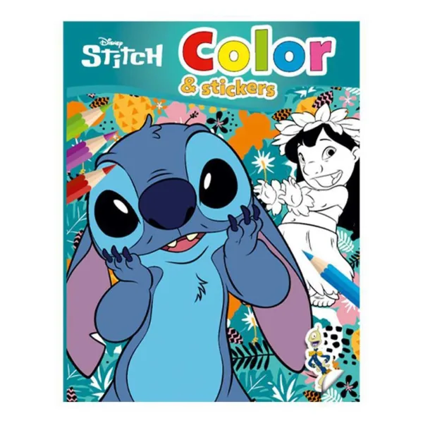 Luna: Caiet de colorat Disney Stitch cu autocolante, 32 de pagini imaginea 1