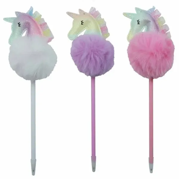 Luna: Creion cu cap de unicorn pompom, disponibil în mai multe variante, 1 buc. imaginea 2