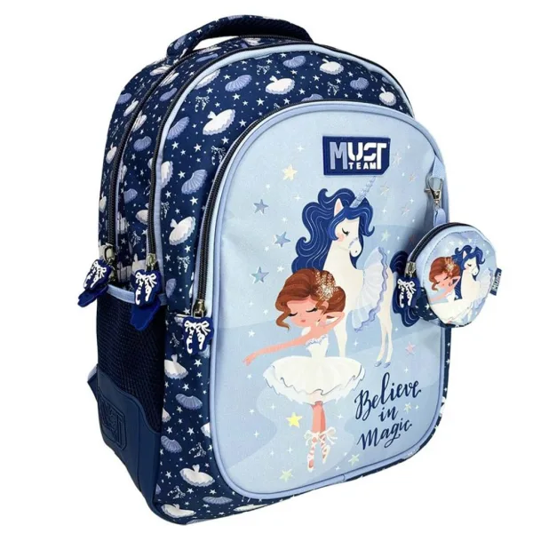 Luna: Rucsac cu 3 compartimente rotunjite Must Team Believe in magic cu unicorn, 32x18x43cm imaginea 1