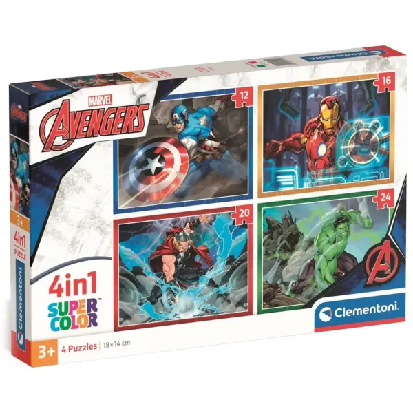 Marvel: Răzbunătorii 4 în 1 puzzle Supercolor - Clementoni imaginea 1