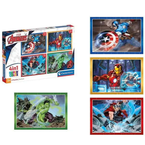 Marvel: Răzbunătorii 4 în 1 puzzle Supercolor - Clementoni imaginea 2