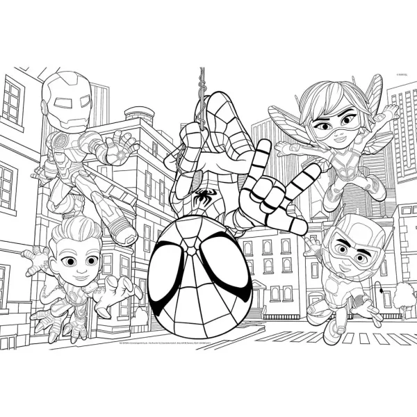 Marvel Spidey 2 în 1 maxi puzzle 2x24 piese și carte de colorat 50x35cm - Lisciani imaginea 3