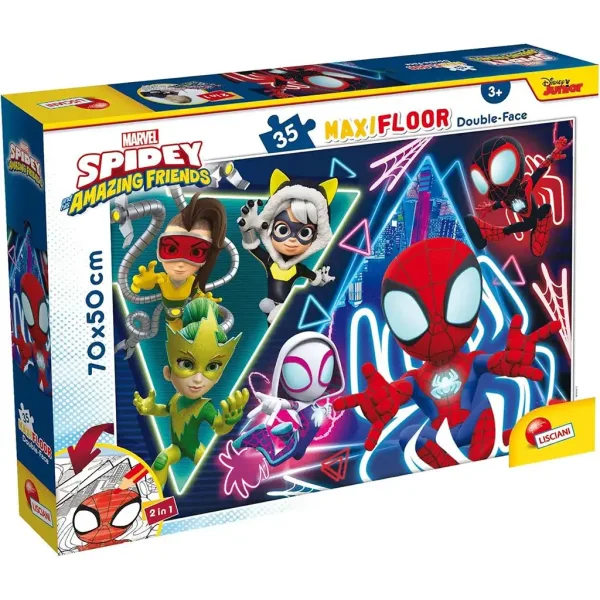 Marvel Spidey 2 în 1 maxi puzzle de 35 piese și carte de colorat 70x50cm - Lisciani imaginea 1
