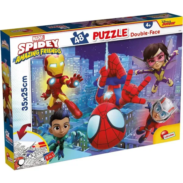 Marvel Spidey 2 în 1 puzzle cu 48 de piese și carte de colorat 35x25cm - Lisciani imaginea 1