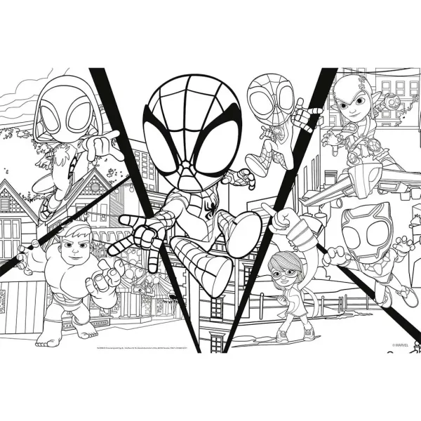 Marvel Spidey luptă 2 în 1 puzzle de 24 piese și carte de colorat 50x35cm - Lisciani imaginea 2