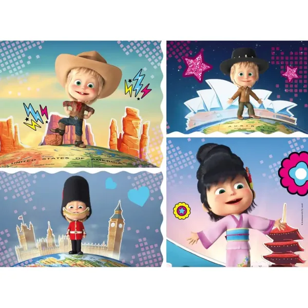 Mașa și ursul Mașa explorează lumea Puzzle maxi de podea cu 24 de piese 70x50cm - Lisciani imaginea 2