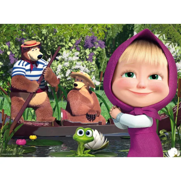 Mașa și ursul pe lac 2 în 1 puzzle Eco maxi de 24 piese și carte de colorat 70x50cm - Lisciani imaginea 2