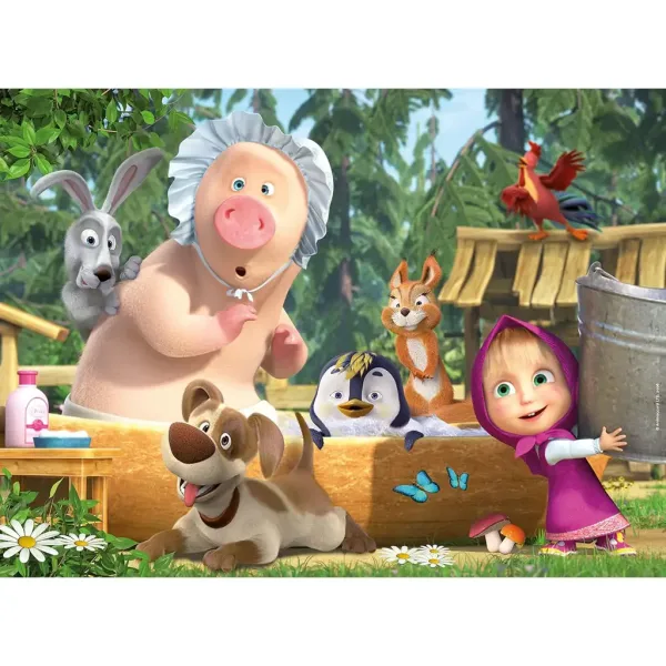 Masha și Ursul baie, puzzle maxi de podea cu 24 de piese, 70x50cm - Lisciani imaginea 2