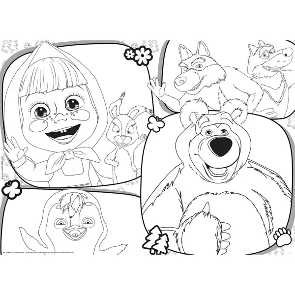 Masha și ursul 2 în 1 maxi puzzle de 24 de piese și carte de colorat 70x50cm - Lisciani imaginea 2