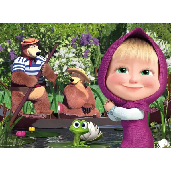 Masha și ursul 2 în 1 puzzle maxi de podea cu 24 de piese și carte de colorat 70x50cm - Lisciani imaginea 2