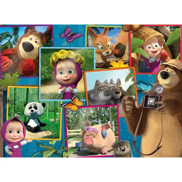 Masha și ursul imagini 2 în 1 puzzle maxi de podea cu 35 piese și carte de colorat 70x50cm - Lisciani imaginea 2
