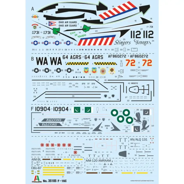 Italeri 1/48 F-16C Fighting Falcon machetă avion de vânătoare imaginea 2