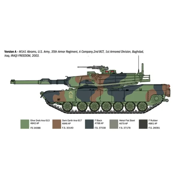 Italeri 1/35 M1A1 Abrams machetă tanc imaginea 3