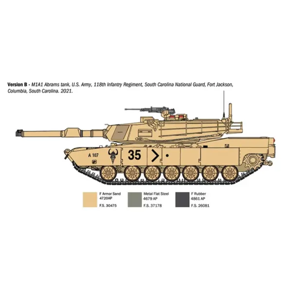 Italeri 1/35 M1A1 Abrams machetă tanc imaginea 4