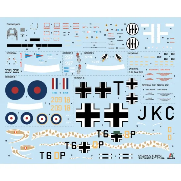 Italeri 1/48 Ju 87 B-2/R-2 Picchiatello machetă avion imaginea 2