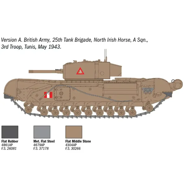 Mașină de model Italeri 1/72 Churchill Mk. III tank imaginea 3