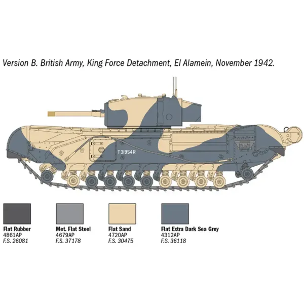 Mașină de model Italeri 1/72 Churchill Mk. III tank imaginea 4