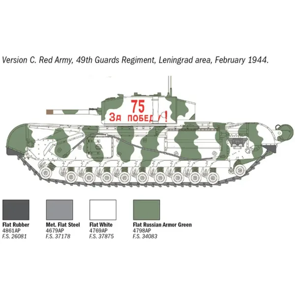 Mașină de model Italeri 1/72 Churchill Mk. III tank imaginea 5