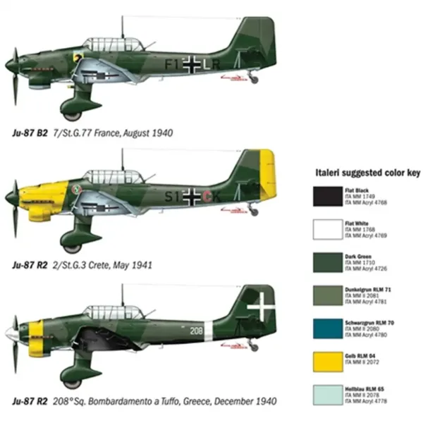 Mașină de model Italeri 1/72 Ju-87 B2/R2 Stuka bombardier în picaj imaginea 3