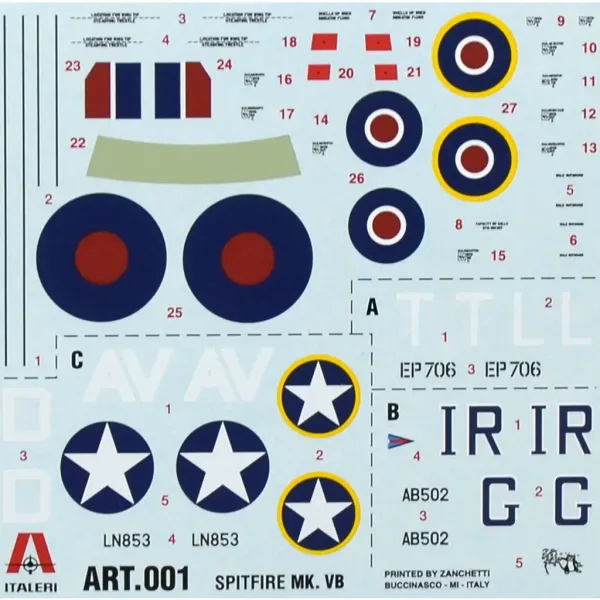 Italeri 1/72 Spitfire Mk. Vb machetă avion de vânătoare imaginea 2
