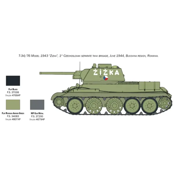 Mașină de model Italeri 1/72 T-34/76 Model 1943 tank imaginea 7