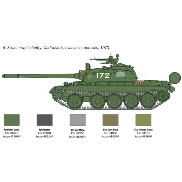 Mașină de model Italeri 1/72 T-55A tank imaginea 3