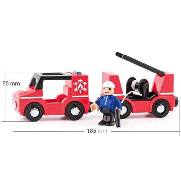 Mașină de pompieri magnetică cu remorcă - Woodyland imaginea 2
