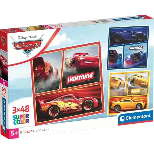 Mașini de curse 3x48 bucăți puzzle Supercolor - Clementoni imaginea 1