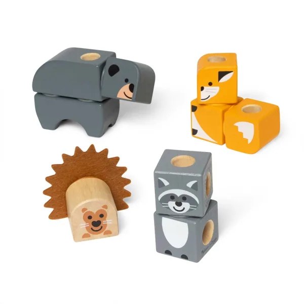 Melissa & Doug: Blockables - Set de joacă din lemn cu animale de pădure - Spin Master imaginea 3