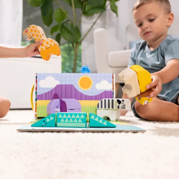 Melissa & Doug: Blockables - Set de joacă din lemn cu animale de safari - Spin Master imaginea 3